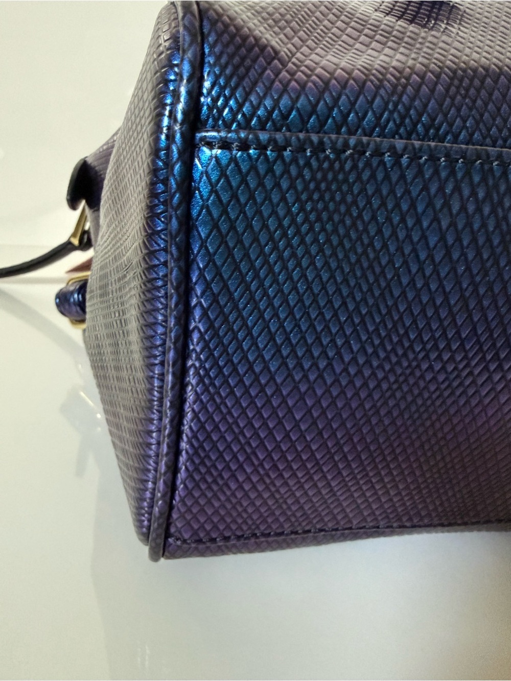 Juicy Couture Blue/Purple Metallic Juicy Hot Pink Interior Satchel Purse NWT - Picture 6 of 14